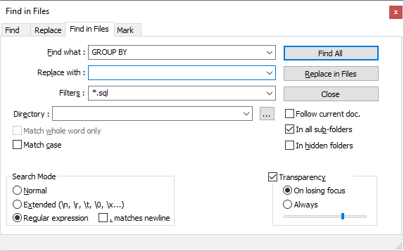 Notepad++ Advanced Search