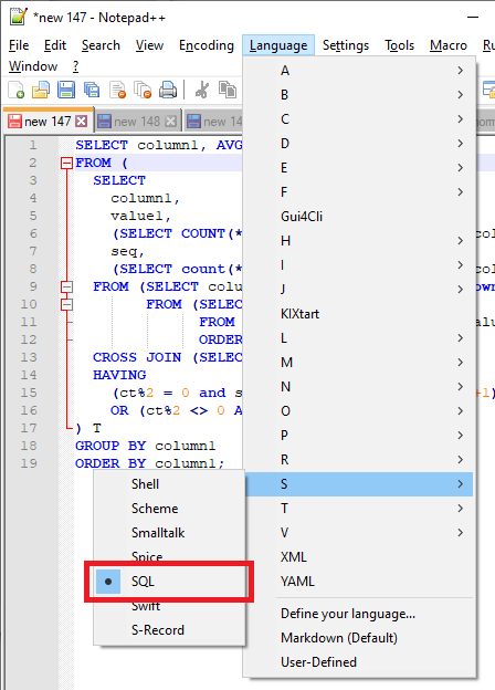 Notepad++ - Color-Coded Editor for SQL