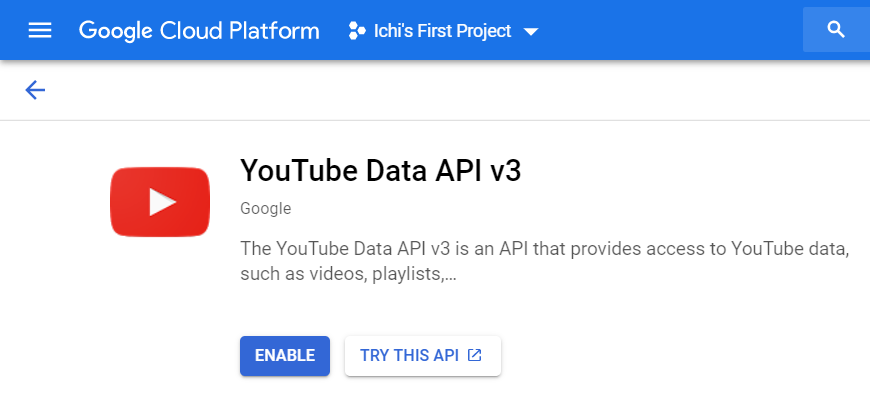 Включение API данных YouTube в вашей учетной записи Google Cloud